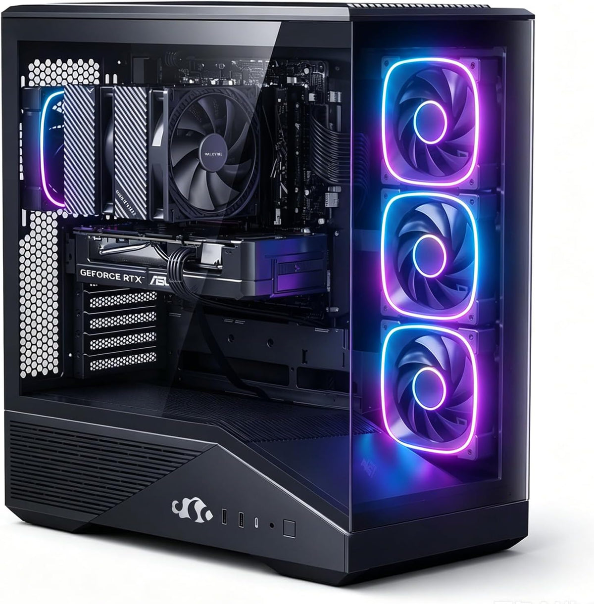 Ai-Creator-Gaming-Desktop, Geforce RTX-5060 32GB DDR5 RAM 1TB SSD | Intel I5-14400F(Up to 3.6Ghz Beat I7-11700) 650W 80+ Gold PSU ARGB Fan X4, Prebuilt PC Business & Digital Nomads Streaming