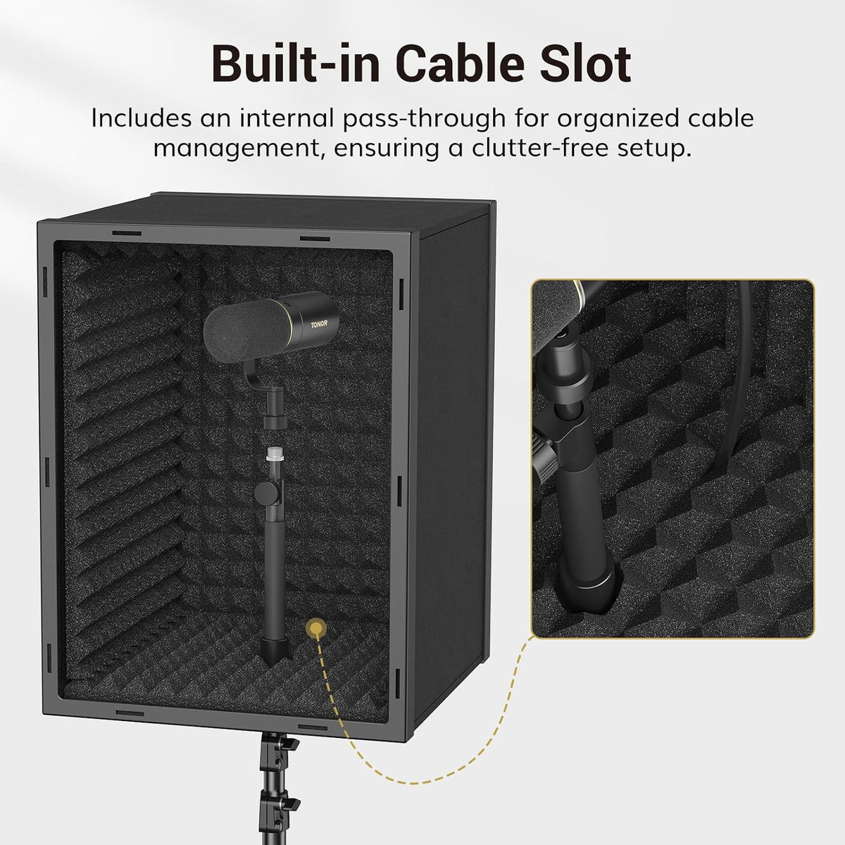 Microphone Isolation Shield, Professional Mic Shield for Studio with Tripod Stand, Adjustable Height Max 53.1 Inch, Sound Proof Box for Singing, Recording Studio Equipment