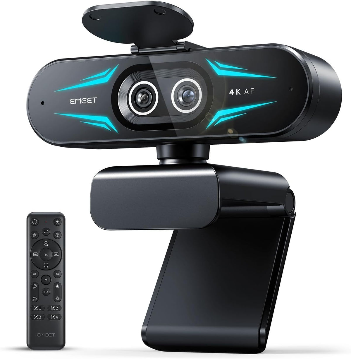 C60E Dual-Camera 4K Webcam for Streaming, Wide-Angle & Telephoto | Max 11X Hybrid Zoom & PDAF Autofocus, Remote Control, RGB Lighting, 2 Mics, Ideal for Livestreaming and Online Meeting