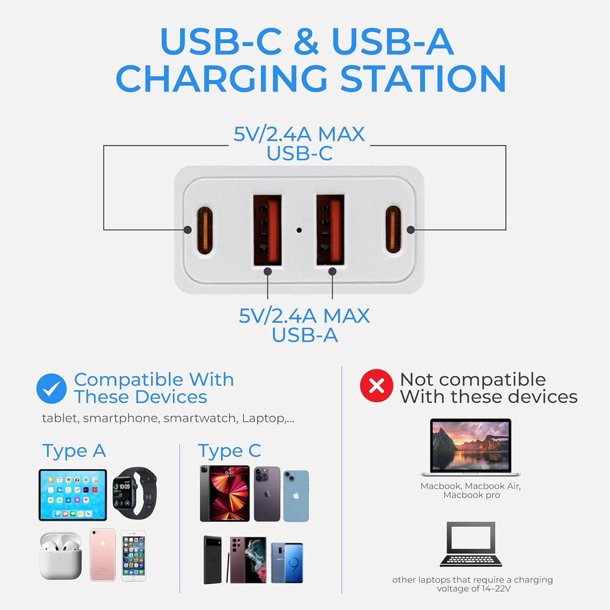 Wall Mount Power Strips Wall Charger 6 Outlet Extender 4 USB Ports (5V, 2.4A, 12W) and Night Light 3-Sided Power Strip with Adapter Spaced Outlets - Multi Plug Outlet Surge Protector for Home Office