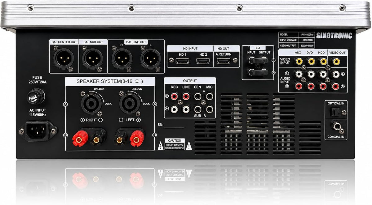 Pm-6000Pro Professional KJ/DJ 6000W Digital Console Mixing Board Karaoke Ampliffier Built in Hdmi-Arc, Optical, Bluetooth, Aux, Recording with Anti-Feedbacks