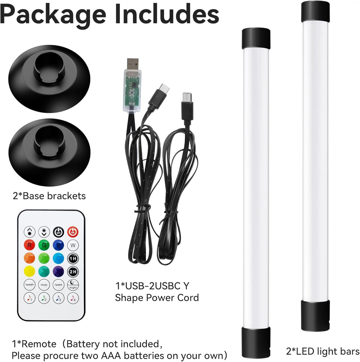 IC+RGBW USB Powered Led Light Bar with App & Remote Control, 2 Pack | Ic+Rgb & W Smart RGB Light Bar, USB Powered TV Light Bar, Led Lights for TV PC Room Monitor Backlight Gaming Accessories