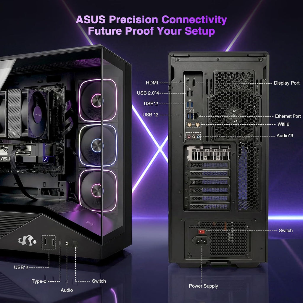 Ai-Creator-Gaming-Desktop, Geforce RTX-5060 32GB DDR5 RAM 1TB SSD | Intel I5-14400F(Up to 3.6Ghz Beat I7-11700) 650W 80+ Gold PSU ARGB Fan X4, Prebuilt PC Business & Digital Nomads Streaming