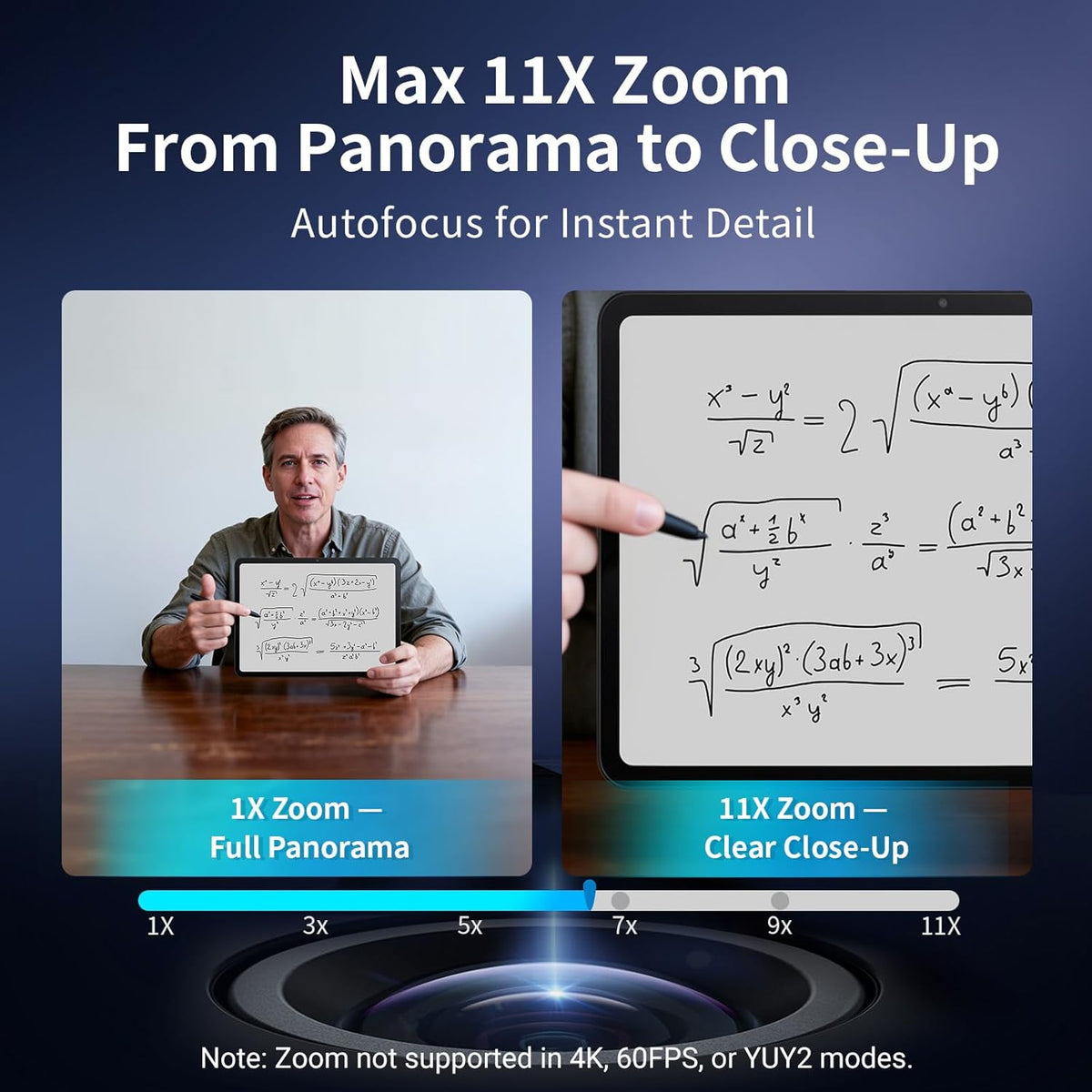 C60E Dual-Camera 4K Webcam for Streaming, Wide-Angle & Telephoto | Max 11X Hybrid Zoom & PDAF Autofocus, Remote Control, RGB Lighting, 2 Mics, Ideal for Livestreaming and Online Meeting